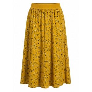 Andi + James Women Mustard Yellow Floral Midi Skirt Elastic Boho Cottagecore